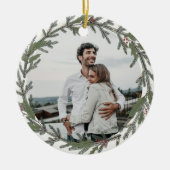 Grünen Weihnachtskranz Foto Jahreszeit Grüße Keramik Ornament (Vorne)