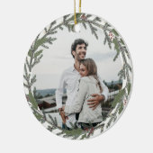 Grünen Weihnachtskranz Foto Jahreszeit Grüße Keramik Ornament (Links)