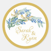 Grünen Zweig-Hochzeitsticker Runder Aufkleber (Vorderseite)