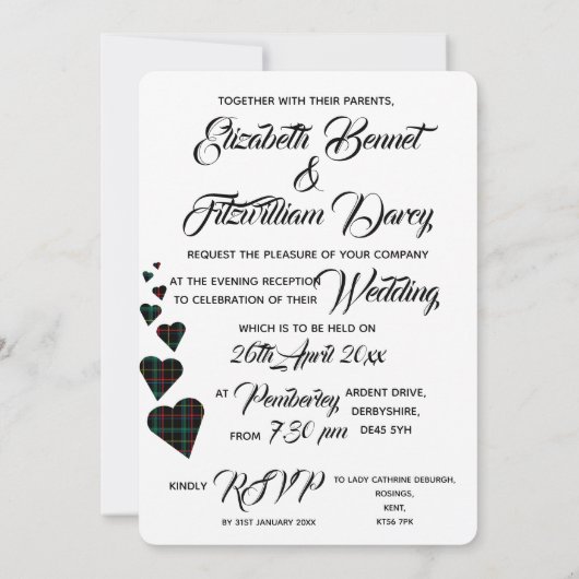 Grüner Abend Tartan Einladung (Rückseite)