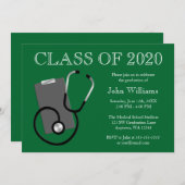 Grüner Abschluss der Krankenpflegerschule Einladung (Vorne/Hinten)