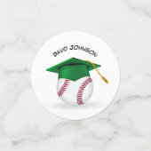 Grüner Abschluss Hut auf einem Baseball Konfetti (Klein Vorderseite)