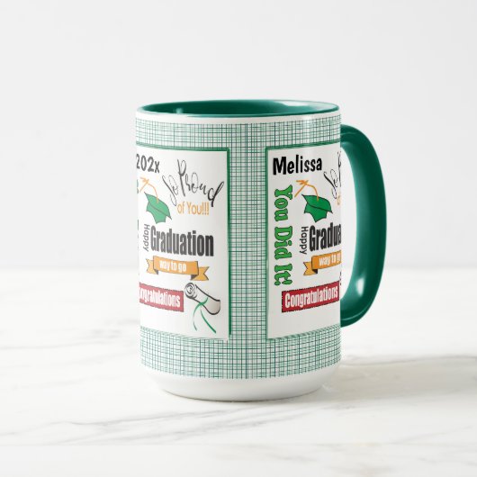 Grüner Abschluss Moderne Typografie Kaffee Tasse (VorderseiteRechts)
