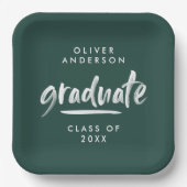 Grüner Abschluss moderner Schriftzeichen Pappteller (Vorderseite)