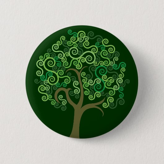 Grüner abstrakter Baum Button (Vorderseite)
