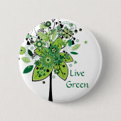 Grüner abstrakter Baum Button (Vorderseite)