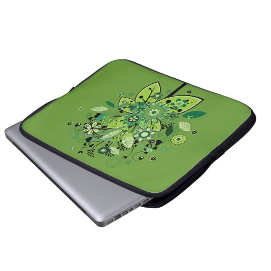 Grüner abstrakter Baum Laptopschutzhülle (Vorne Knopf)