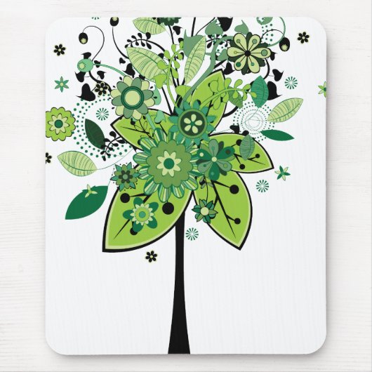 Grüner abstrakter Baum Mousepad (Vorne)