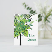 Grüner Abstrakter Baum Postkarte (Stehend Vorderseite)