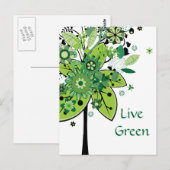Grüner Abstrakter Baum Postkarte (Vorne/Hinten)