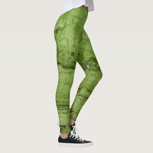 Grüner abstrakter Granit | Marmormuster Leggings (Rechts)
