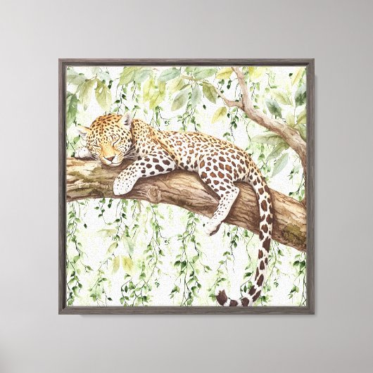 Grüner Abstrakter Jungle Leopard Leinwanddruck (Vorderseite)