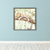 Grüner Abstrakter Jungle Leopard Leinwanddruck (Insitu (Holzboden))