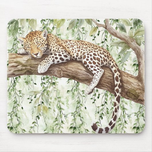 Grüner Abstrakter Jungle Leopard Mousepad (Vorne)