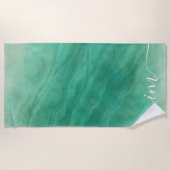 Grüner Abstrakter Marmor mit benutzerdefinierten I Strandtuch (Vorderseite)