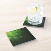 Grüner abstrakter Technologieentwurf Glasuntersetzer (Schrägansicht)