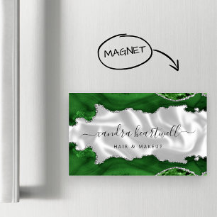 Grüner Achat-Silber-Glitter-Luxus Magnetische Visitenkarte