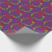 Grüner Adventskranz mit lila Hintergrund mit 8 bit Geschenkpapier (Ecke)