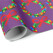 Grüner Adventskranz mit lila Hintergrund mit 8 bit Geschenkpapier (Rolleneckpunkt)