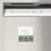 Grüner Akzent Damast Save The Date Magnet (In Situ (Geschirrspüler))