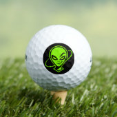 Grüner Alien Good Luck Golfball (Insitu T-Shirt)