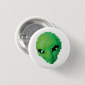 Grüner Alien-Knopf Button (Vorne & Hinten)