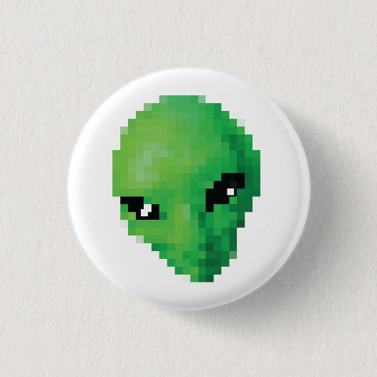 Grüner Alien-Knopf Button (Vorderseite)