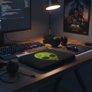 Grüner Alien-Kopf-Geek-Laptop-Hülle Laptopschutzhülle
