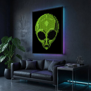 Grüner Alien-Kopf Glänzendes Poster