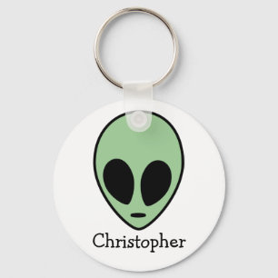 Grüner Alien-Kopf Personalisiert Schlüsselanhänger