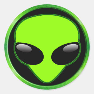 GRÜNER ALIEN-KOPF RUNDER AUFKLEBER