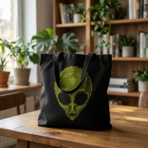 Grüner Alien-Kopf-Tote Tasche