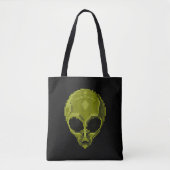Grüner Alien-Kopf-Tote Tasche (Vorderseite)