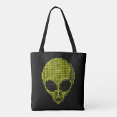 Grüner Alien-Kopf-Tote Tasche (Rückseite)