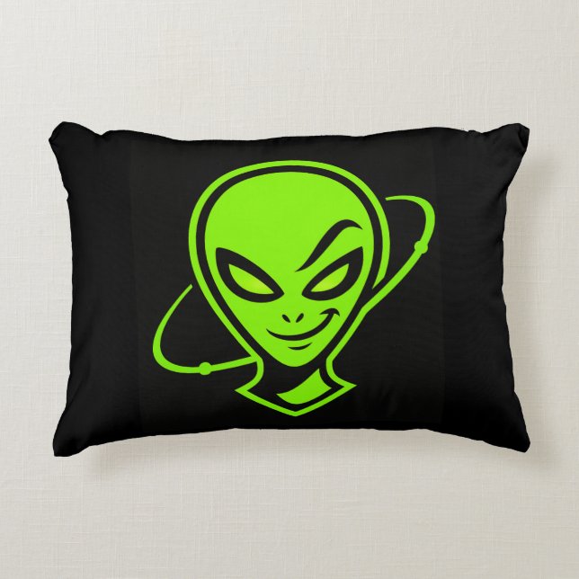 Grüner Alien Viel Glück  Dekokissen (Vorderseite)