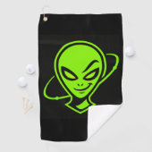 Grüner Alien Viel Glück Golf Golfhandtuch (Insitu)