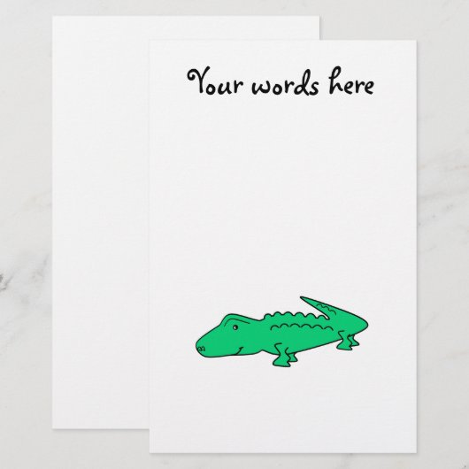Grüner Alligator Briefpapier (Vorne/Hinten)
