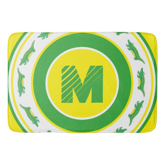 Grüner Alligator Krokodile Gator Initial Badematte (Vorderseite)