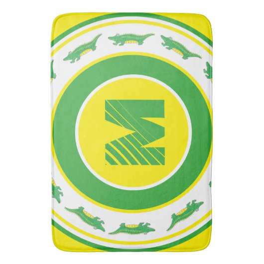 Grüner Alligator Krokodile Gator Initial Badematte (Vorderseite Vertikal)