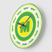 Grüner Alligator Krokodile Gator Initial Große Wanduhr (Winkel)