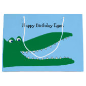 Grüner Alligator mit blauem Hintergrund Große Geschenktüte (Vorderseite)