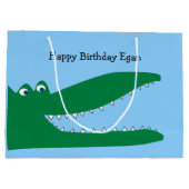 Grüner Alligator mit blauem Hintergrund Große Geschenktüte (Rückseite)