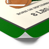 Grüner American Football Helm Baby Geburtsstatisti Poster (Ecke)