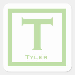 Grüner Anfangsname Kinder Junge Party zurück zur S Quadratischer Aufkleber