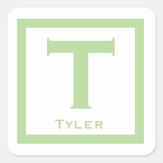 Grüner Anfangsname Kinder Junge Party zurück zur S Quadratischer Aufkleber (Vorderseite)