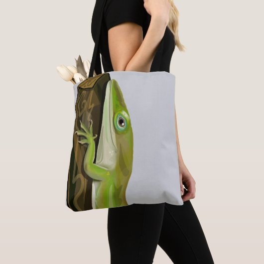 Grüner Anolen-Echse Tasche (Von Nahem)