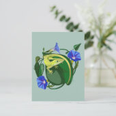 Grüner Anolis mit Prunkwinde Postkarte (Stehend Vorderseite)