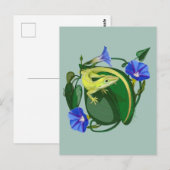 Grüner Anolis mit Prunkwinde Postkarte (Vorne/Hinten)