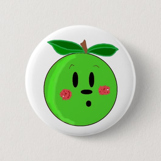 Grüner Apfel Gesicht Button (Vorderseite)