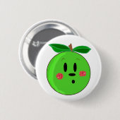 Grüner Apfel Gesicht Button (Vorne & Hinten)